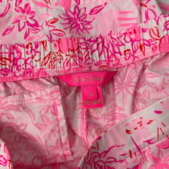 Lilly Pulitzer 5” Ocean View Pull On Shorts Peony Pink Seaside Scene Size Small - Picture 4 of 6